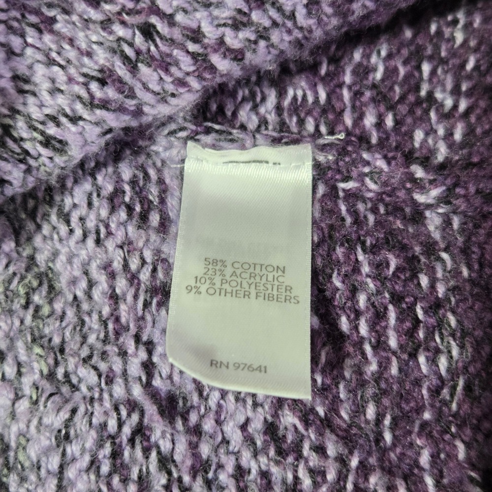 J.Jill Cable Knit Open Front Cardigan Sweater Cozy Duster Purple Gray Women's S - Picture 5 of 7
